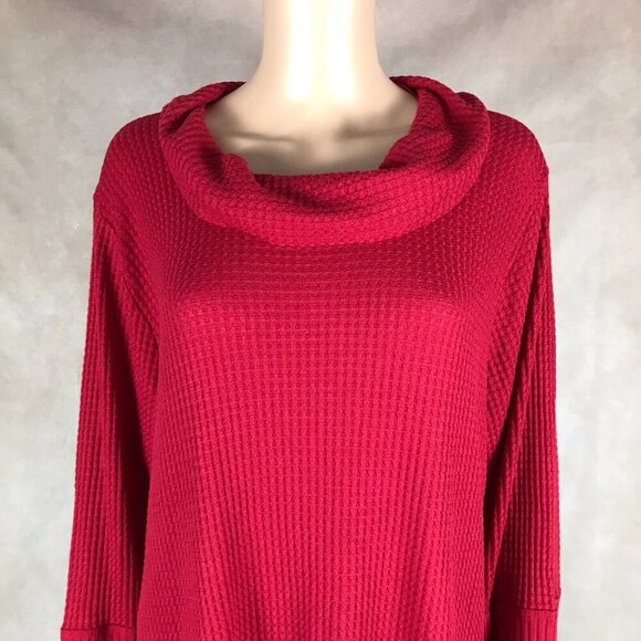 Dark Red Long Sleeve Cowl Neck Soft Thermal Top NWT 3X - Picture 9 of 10